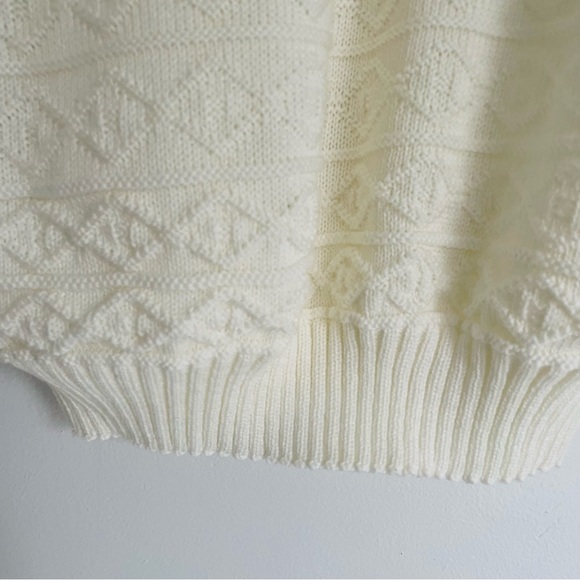 Vintage 70s 80s LAUREN KNITWEAR CORP Cream White Cable Knit Sweater - Picture 11 of 16